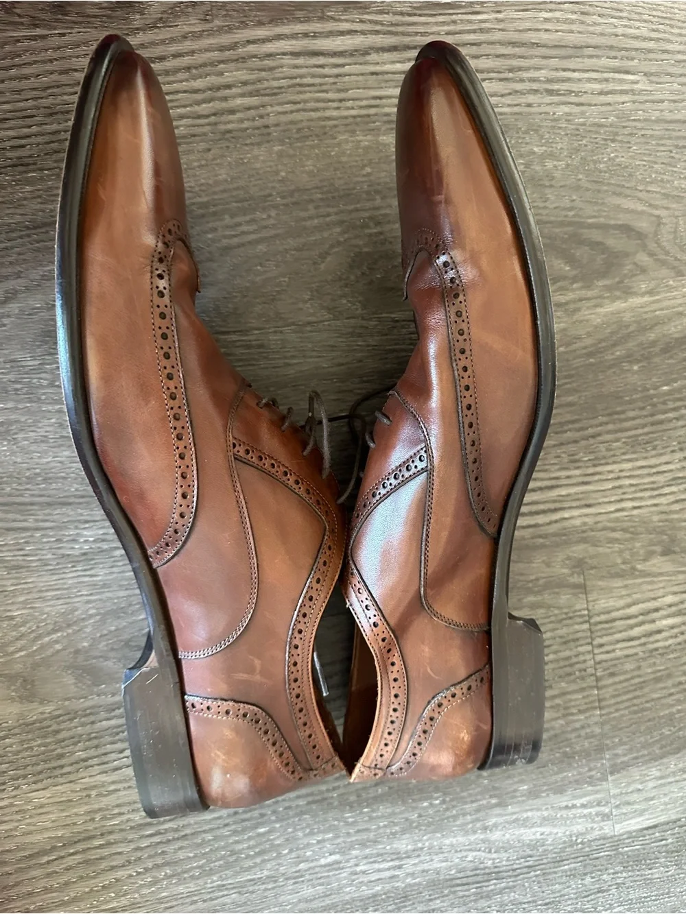 Broletto Italy Brown Leather Wingtip Oxford Dress Shoes Men’s 16M Made in Italy